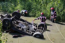 Auto met drie honden te water in Avenhorn