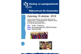 Kleding- en speelgoedmarkt in Wijkcentrum De Huesmolen