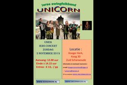 Uniek concert Ierse Swing Folkband UNICORN in de Kooger Kerk te Zuid Scharwoude