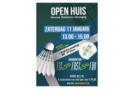 Open Dag bij Hoornse Badmintonvereniging op 11 januari