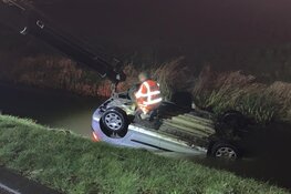 Auto op zijn kop te water