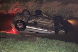 Auto op zijn kop te water