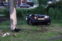 Auto ramt boom en eindigt in sloot