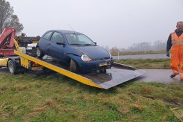 Bestuurster verliest macht over het stuur een belandt in sloot in Hoogwoud