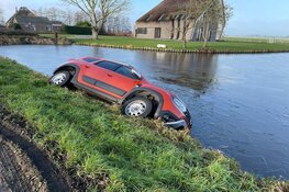 Handrem vergeten: auto te water in Berkhout