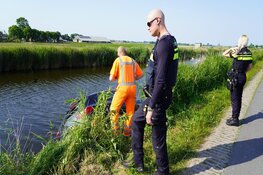 Auto te water in Obdam, inzittenden komen met schrik vrij