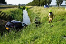 Auto te water na aanrijding in Andijk
