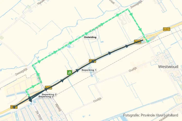 Avond- en nachtafsluiting N307 van 10 op 11 juni