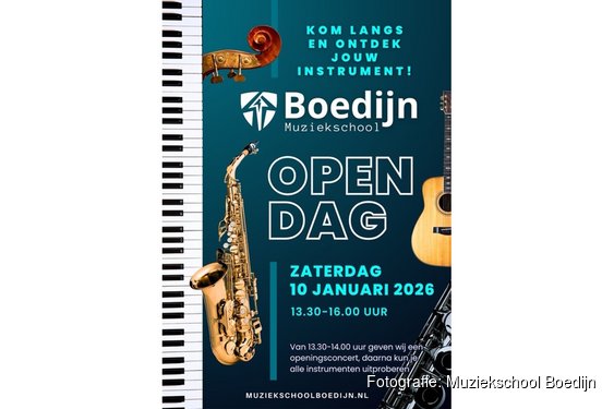 Open dag Muziekschool Boedijn op zaterdag 10 januari