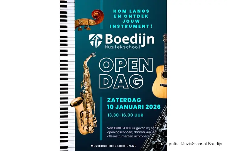 Open dag Muziekschool Boedijn op zaterdag 10 januari