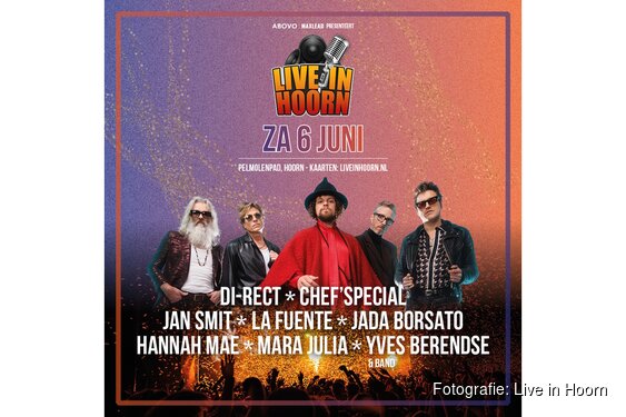 Live in Hoorn pakt groots uit: Di-rect en Chef'Special voeren spectaculaire line-up aan voor editie 2026
