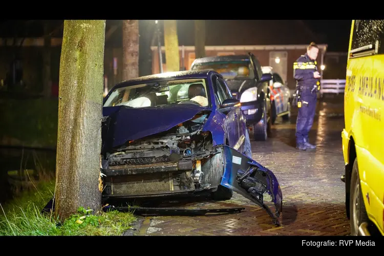 Auto tegen boom bij eenzijdig ongeval in Twisk