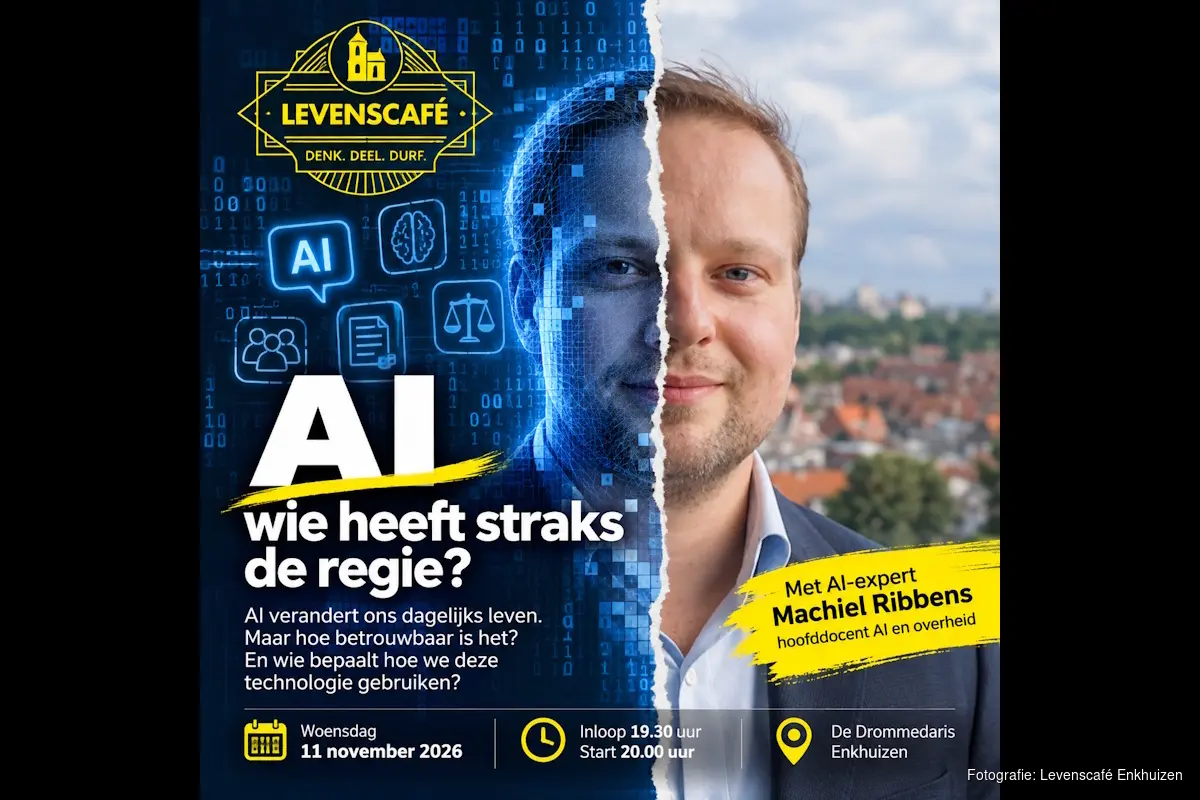 Levenscafé Enkhuizen met AI-expert Machiel Ribbens ‘Wie heeft straks de regie over AI?’